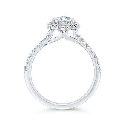 14K White Gold Pear Diamond Double Halo Engagement Ring  (Semi-Mount)