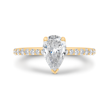 14K Yellow Gold Cushion Cut Diamond Solitaire Plus Engagement Ring (Semi-Mount)