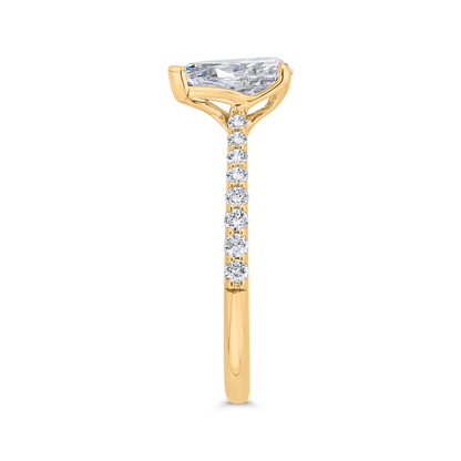 14K Yellow Gold Cushion Cut Diamond Solitaire Plus Engagement Ring (Semi-Mount)