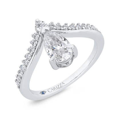 14K White Gold Pear Diamond Engagement Ring (Semi-Mount)