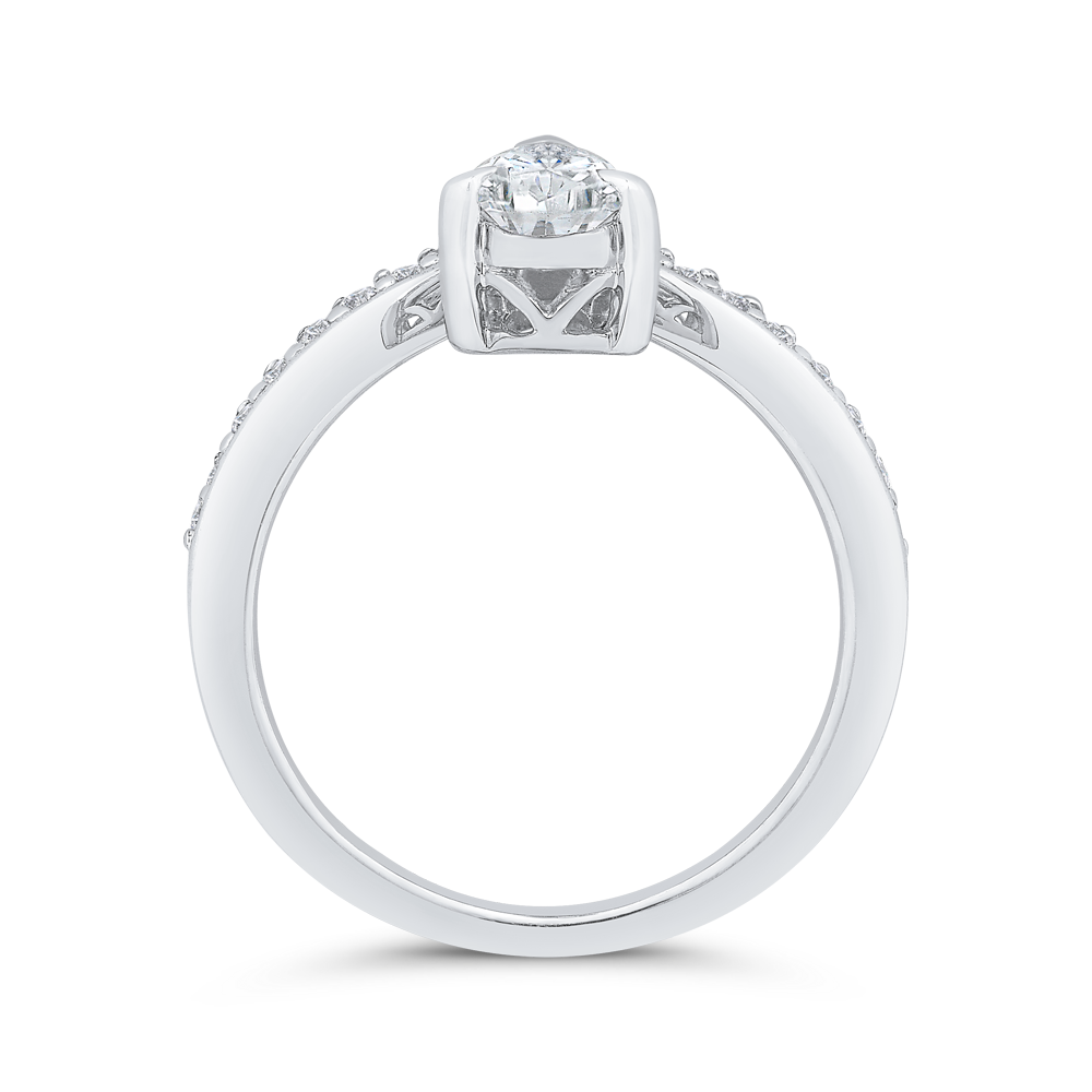 14K White Gold Pear Diamond Engagement Ring (Semi-Mount)
