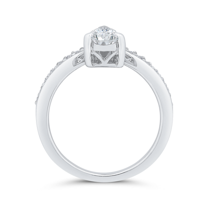 14K White Gold Pear Diamond Engagement Ring (Semi-Mount)