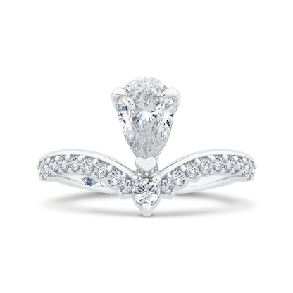 14K White Gold Pear Diamond Engagement Ring (Semi-Mount)