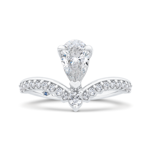 14K White Gold Pear Diamond Engagement Ring (Semi-Mount)