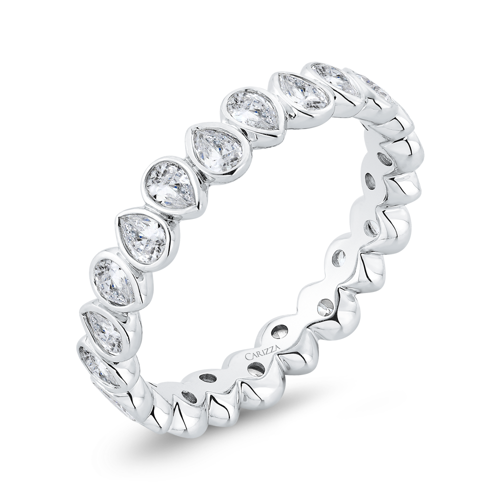 14K White Gold with Pear Diamond Eternity Ring