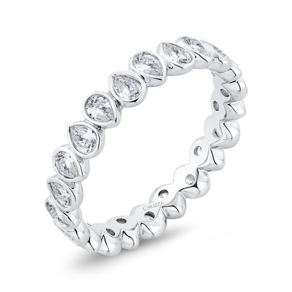 14K White Gold with Pear Diamond Eternity Ring