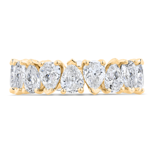 14K Yellow Gold with Pear Diamond Eternity Ring