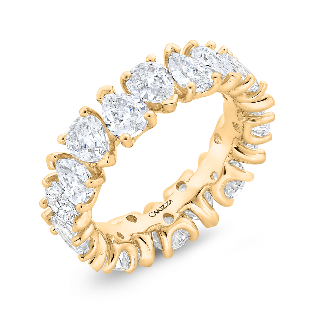 14K Yellow Gold with Pear Diamond Eternity Ring