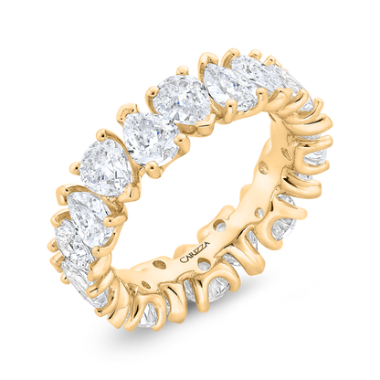 14K Yellow Gold with Pear Diamond Eternity Ring