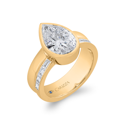 14K Yellow Gold Diamond Engagement Ring (Semi-Mount)