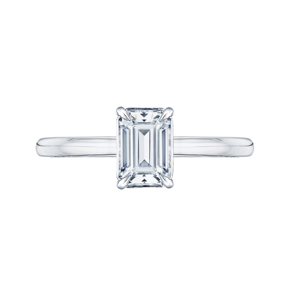 Emerald Cut Diamond Solitaire Engagement Ring in 14K White Gold (Semi-Mount)