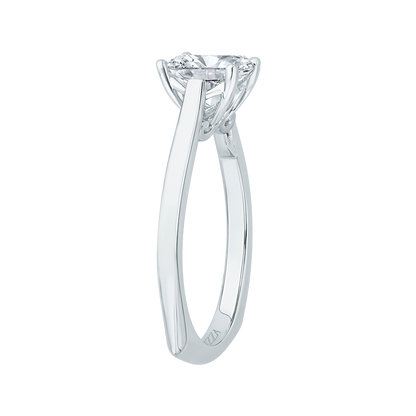 Emerald Cut Diamond Solitaire Engagement Ring in 14K White Gold (Semi-Mount)