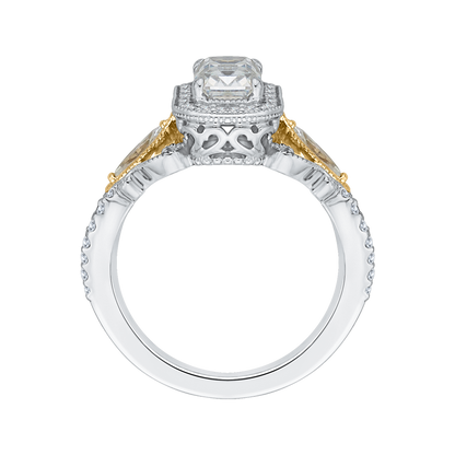 Emerald Cut Diamond Halo Engagement Ring in 14K Two Tone Gold (Semi-Mount)