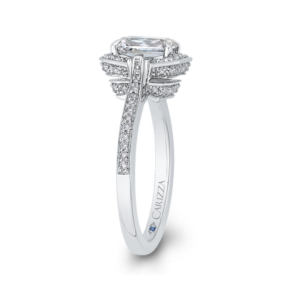 Emerald Cut Diamond Engagement Ring in 14K White Gold (Semi-Mount)