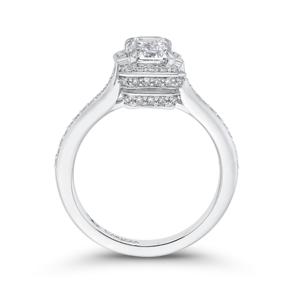 Emerald Cut Diamond Engagement Ring in 14K White Gold (Semi-Mount)