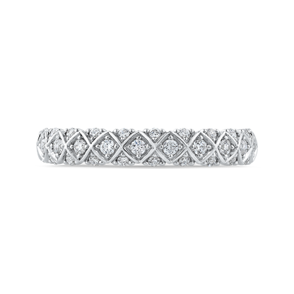 Round Diamond Half-Eternity Wedding Band in 14K White Gold