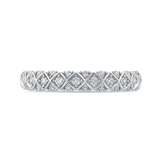 Round Diamond Half-Eternity Wedding Band in 14K White Gold