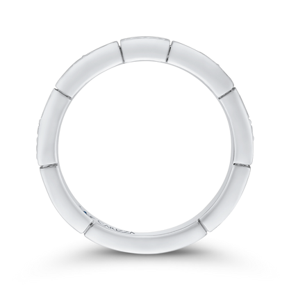 Round and Baguette Cut Diamond Wedding Band in 14K White Gold