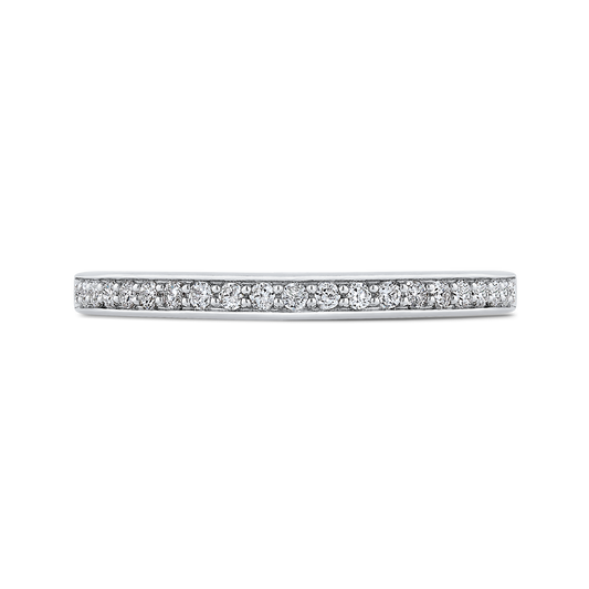 Round Diamond Half-Eternity Wedding Band in 14K Two Tone Gold