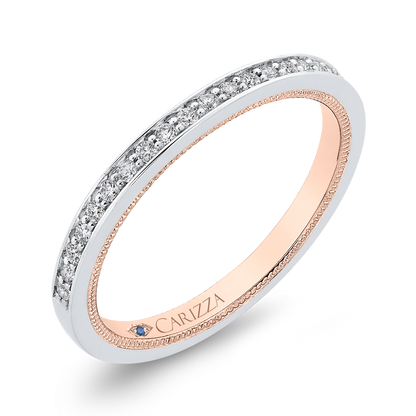 Round Diamond Half-Eternity Wedding Band in 14K Two Tone Gold