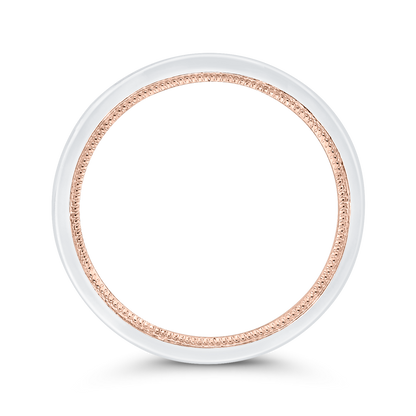 Round Diamond Half-Eternity Wedding Band in 14K Two Tone Gold
