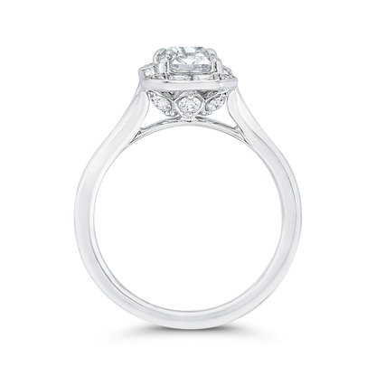 Emerald Cut Diamond Engagement Ring with Round Shank in 14K White Gold (Semi-Mount)