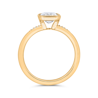 14K Yellow Gold Emerald Cut Diamond Engagement Ring (Semi-Mount)