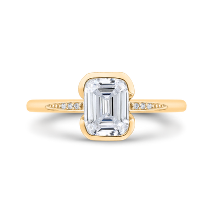14K Yellow Gold Emerald Cut Diamond Engagement Ring (Semi-Mount)
