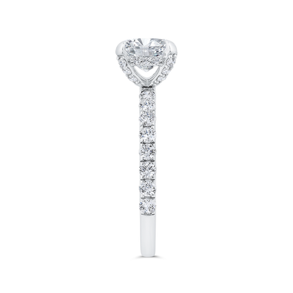 14K White Gold Emerald Cut Diamond Engagement Ring (Semi-Mount)