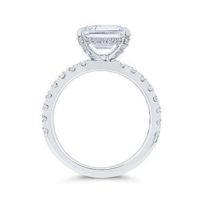 14K White Gold Emerald Cut Diamond Engagement Ring (Semi-Mount)