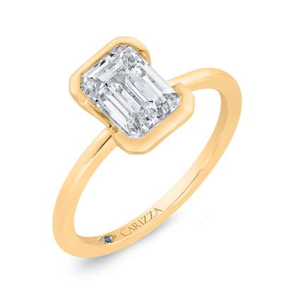 14K Yellow Gold Emerald Cut Diamond Solitaire Engagement Ring (Semi-Mount)