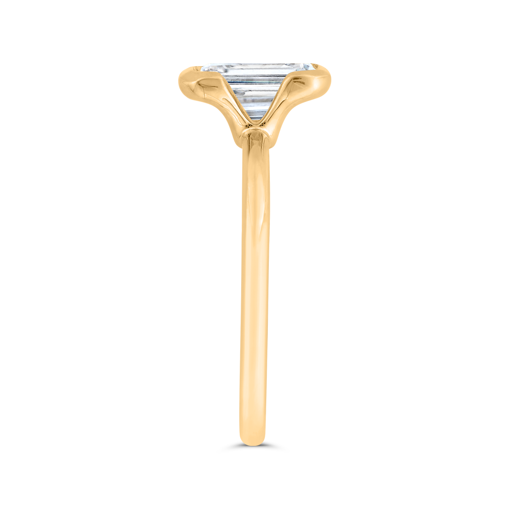 14K Yellow Gold Emerald Cut Diamond Solitaire Engagement Ring (Semi-Mount)
