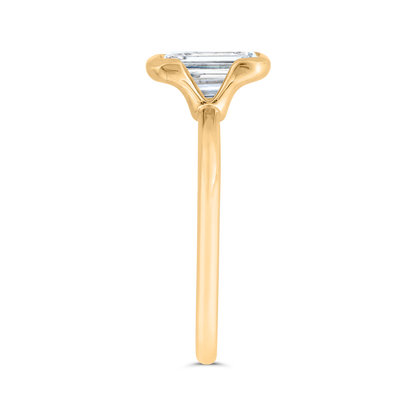 14K Yellow Gold Emerald Cut Diamond Solitaire Engagement Ring (Semi-Mount)