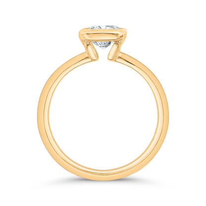 14K Yellow Gold Emerald Cut Diamond Solitaire Engagement Ring (Semi-Mount)