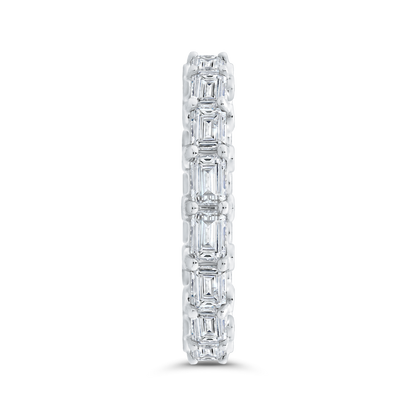 14K White Gold with Round & Emerald Diamond Eternity Ring
