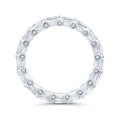 14K White Gold with Round & Emerald Diamond Eternity Ring