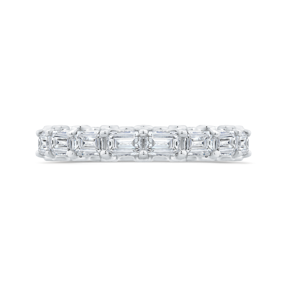 14K White Gold with Round & Emerald Diamond Eternity Ring