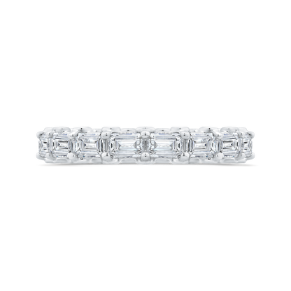 14K White Gold with Round & Emerald Diamond Eternity Ring