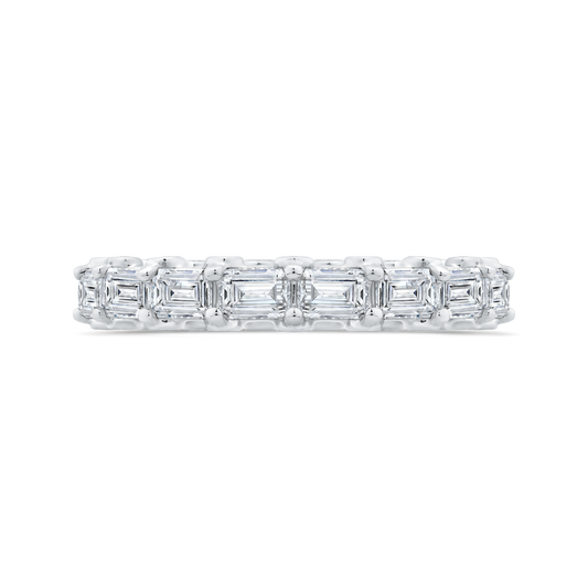 14K White Gold with Round & Emerald Diamond Eternity Ring