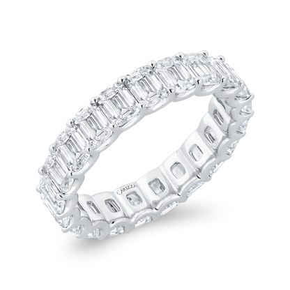 14K White Gold with Emerald Diamond Eternity Ring