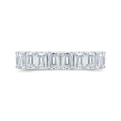 14K White Gold with Emerald Diamond Eternity Ring