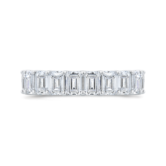 14K White Gold with Emerald Diamond Eternity Ring