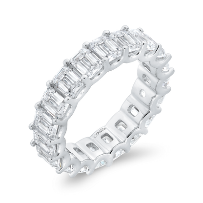 14K White Gold with Emerald Diamond Eternity Ring