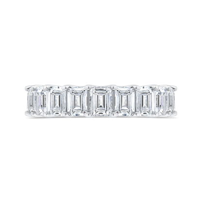 14K White Gold with Emerald Diamond Eternity Ring