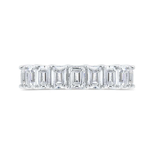 14K White Gold with Emerald Diamond Eternity Ring