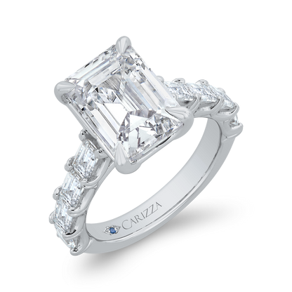 14K White Gold Emerald Cut Diamond Engagement Ring (Semi-Mount)