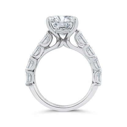 14K White Gold Emerald Cut Diamond Engagement Ring (Semi-Mount)