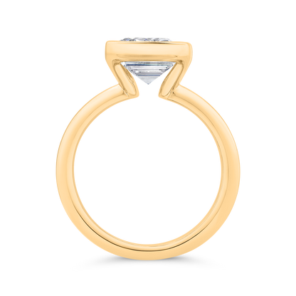 14K Yellow Gold Emerald Cut Diamond Solitaire Engagement Ring (Semi-Mount)