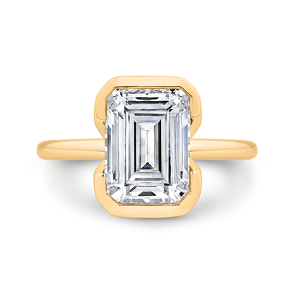 14K Yellow Gold Emerald Cut Diamond Solitaire Engagement Ring (Semi-Mount)