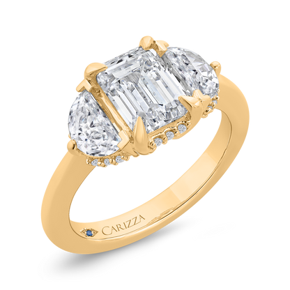 14K Yellow Gold Emerald Cut Diamond Engagement Ring (Semi-Mount)